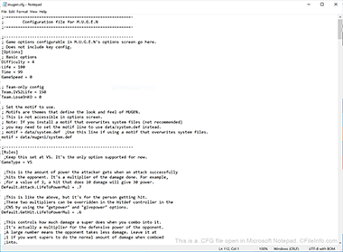 CFG File Screenshot Screenshot of a .cfg file in Microsoft Notepad