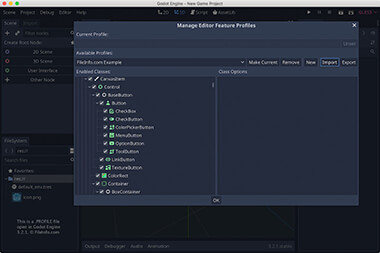 PROFILE File Screenshot Screenshot of a .profile file in Godot Engine 3.2.1