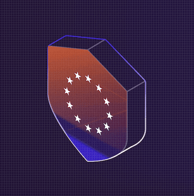 Shield with European stars representing data protection