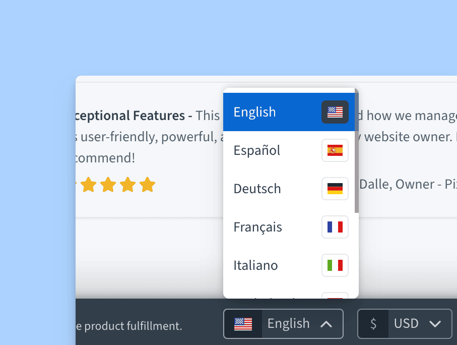 Freemius Checkout language selector