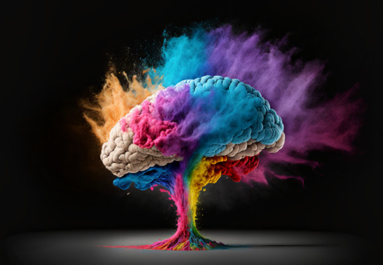 Concept art of a human brain exploding with knowledge and creativity. generative ai