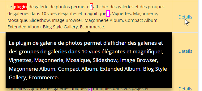 Info-bulle sans surlignage Screenshot