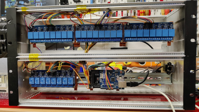 A DIY DIN rail mounted rack of PLC components for home automation
