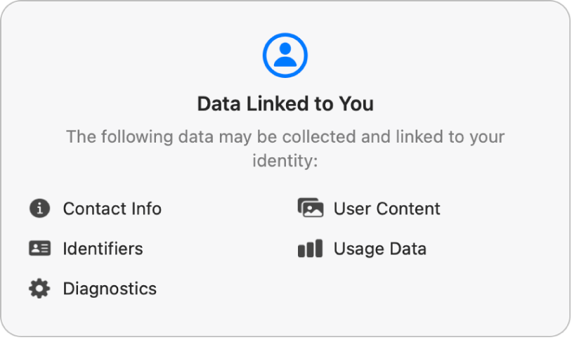 Une partie de la page principale du Mac App Store, qui affiche la politique de confidentialité du développeur de l’app sélectionnée.