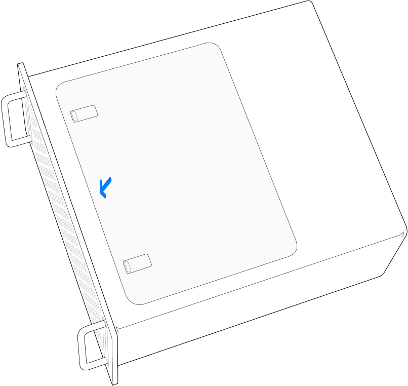 Panneau d’accès remis en place sur le Mac Pro.