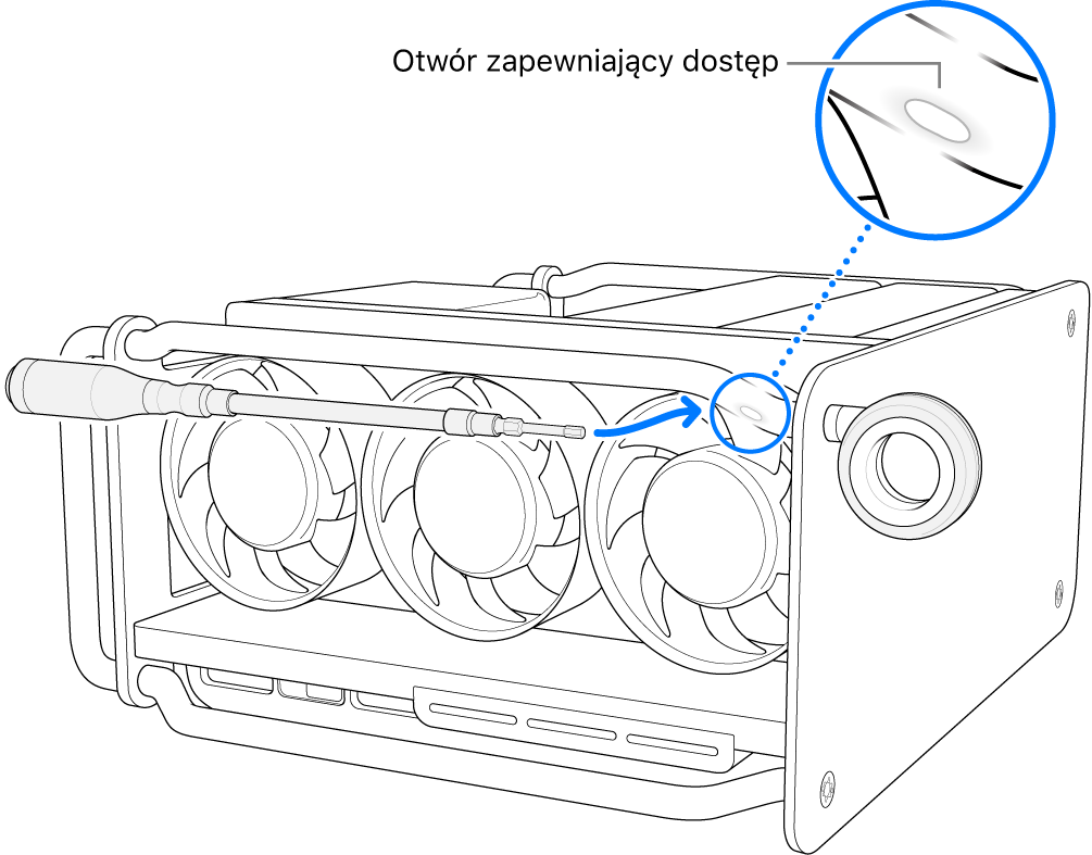 Umieszczenie wkrętaka w otworze dostępowym.