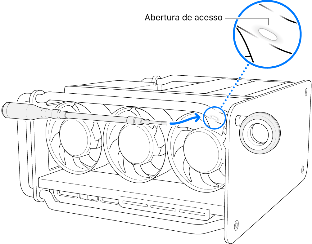 Alinhar a chave com a abertura de acesso.