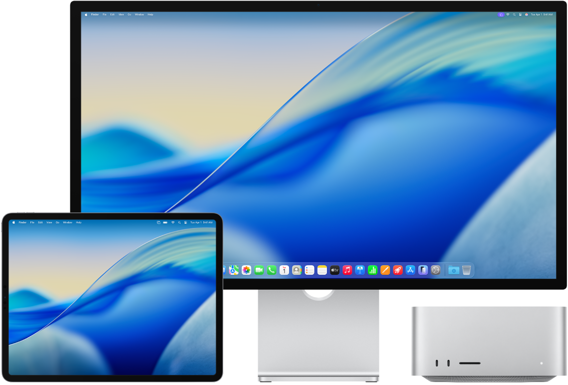 Một Mac Studio và một iPad ở cạnh nhau.