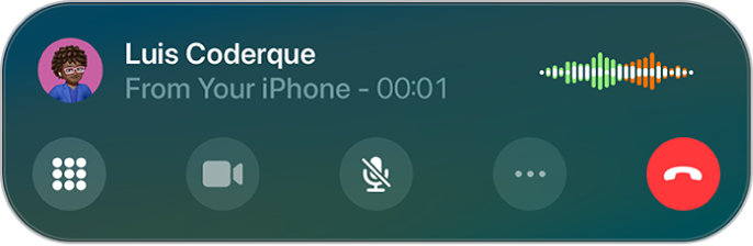 Une fenêtre de l’app Téléphone affichant un appel en cours.