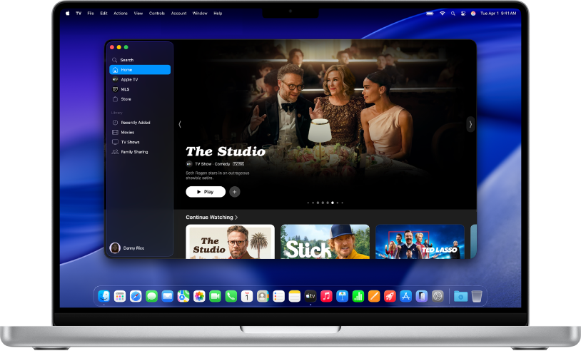 Das Fenster der App „Apple TV“ zeigt die Startseite.