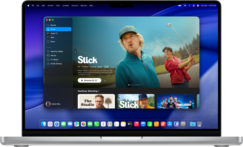 Una ventana de la app Apple TV mostrando Apple TV.