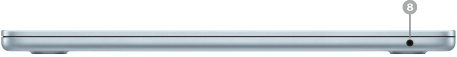Vista lateral derecha de la MacBook Air con el conector de audio de 3.5 mm.