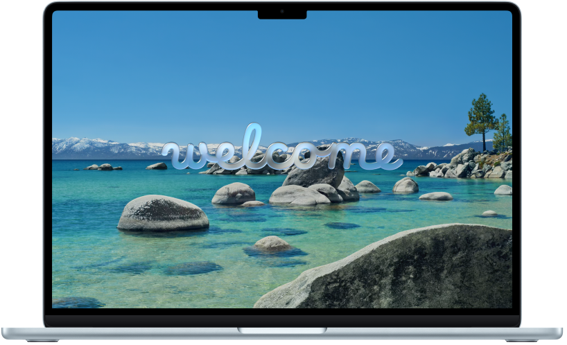Ekranda “Hoş Geldiniz” yazan açık bir MacBook Pro.