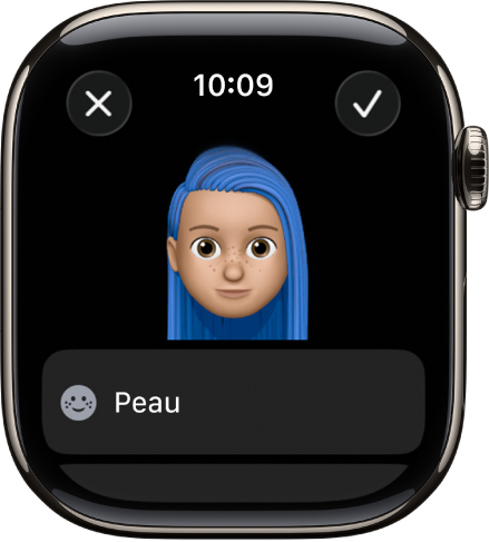 L’app Memoji sur l’Apple Watch affiche un visage.