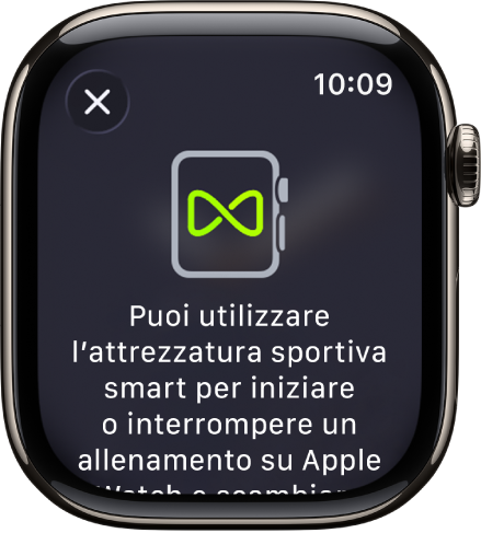La schermata di abbinamento quando abbini Apple Watch alle attrezzature sportive.
