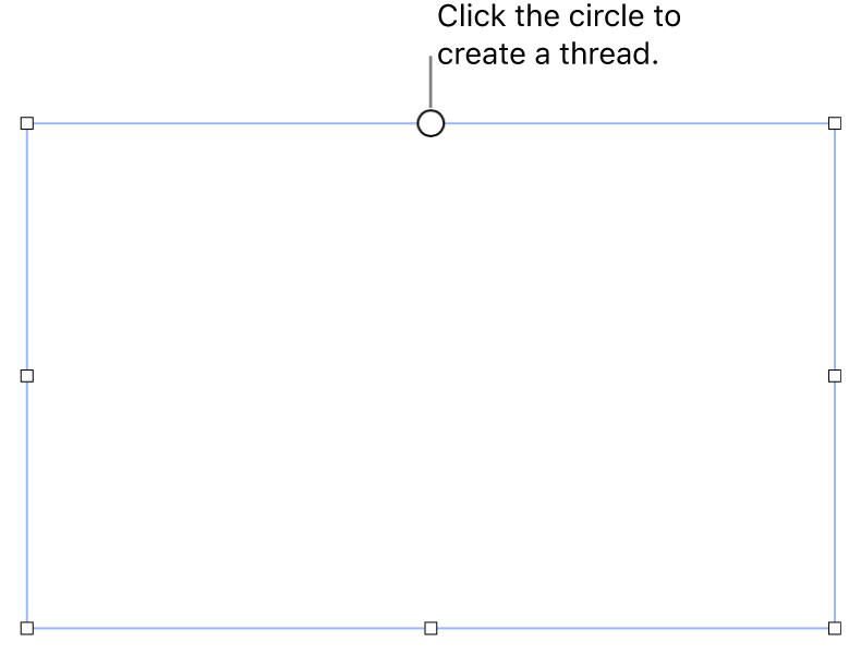 An empty text box with a white circle at the top and resize handles on the corners, sides, and bottom.