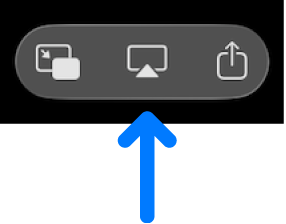 Die Wiedergabesteuerungen in der App „Apple TV“. Das AirPlay-Videosymbol befindet sich unter dem Statusbalken.