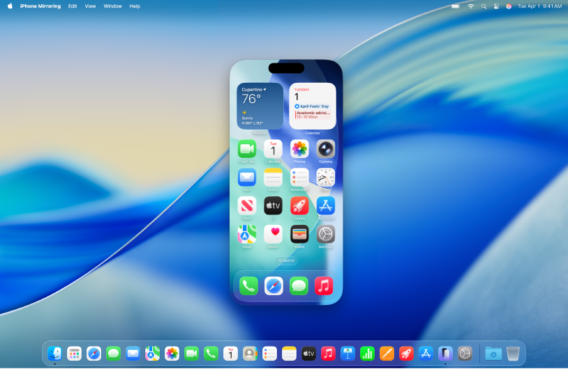 Apka Zrkadlenie iPhonu sa zobrazí na ploche počítača Mac.