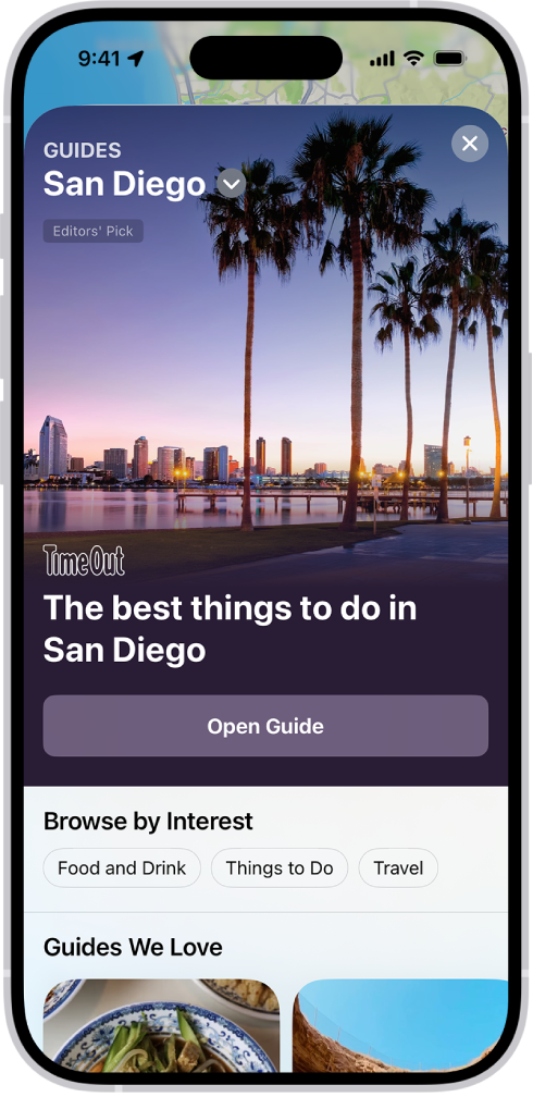 The Maps app showing a guide about underwater locations.
