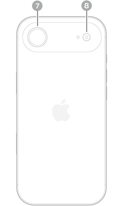 iPhone Air құрылғысының артқы көрінісі. Артқы камера мен жарқыл жоғарғы сол жақта.