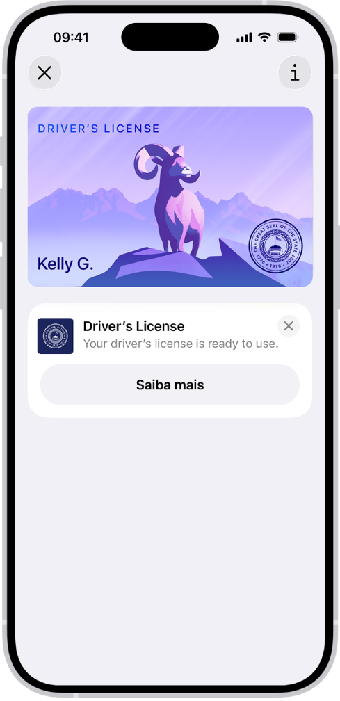 Um documento de identidade no app Carteira.