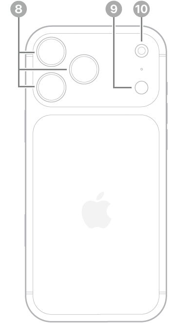 iPhone 17 Pro Max 的背面。後置鏡頭和閃光燈位於左上方。