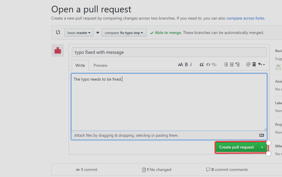 Crea una PULL Request 2.