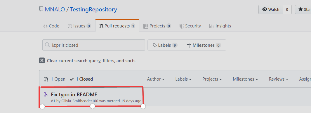 Eliminare un branch dopo il merge della PULL Request. 2