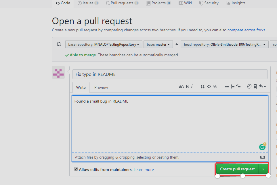 Apri una Pull request
