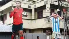 কেরালা রাজ্যে ক্রিস্টিয়ানো রোনালদো এবং লিওনেল মেসির বড়ো কাট আউট