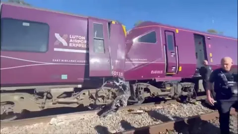 A section of the train which appears to have crashed