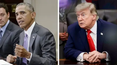 Obama and Trump in a composite image