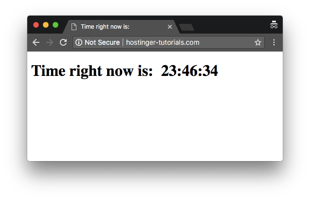 A basic example showing how to add javascript to HTML and display time