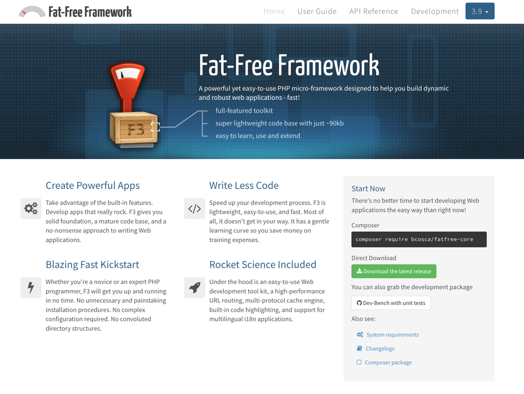 Fat-Free Framework's official homepage