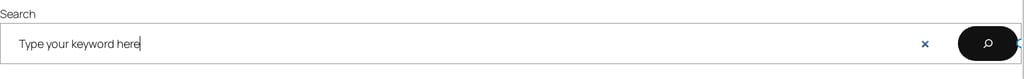 Search input field with placeholder text "Type your keyword here" and a search button on a minimalist interface.