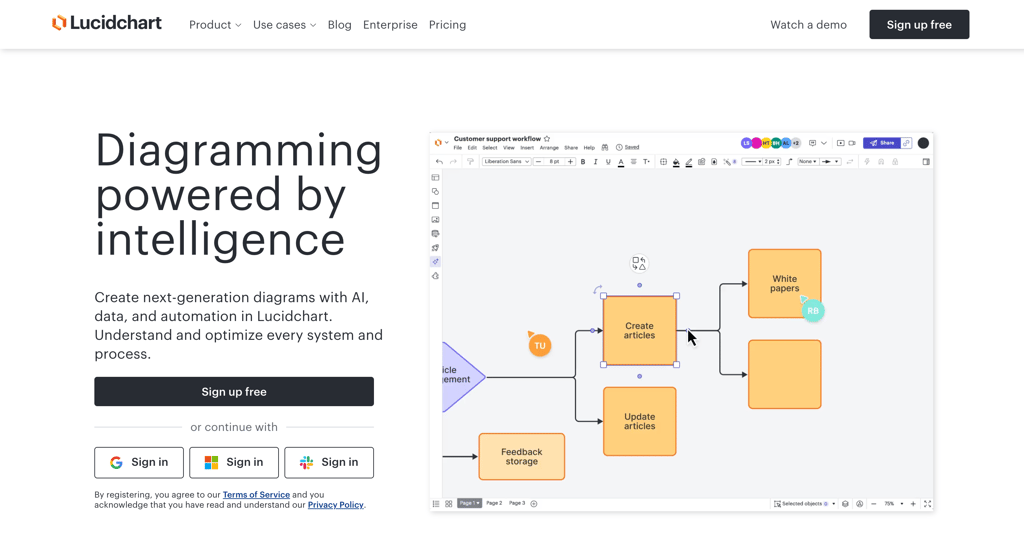 lucidchart homepage