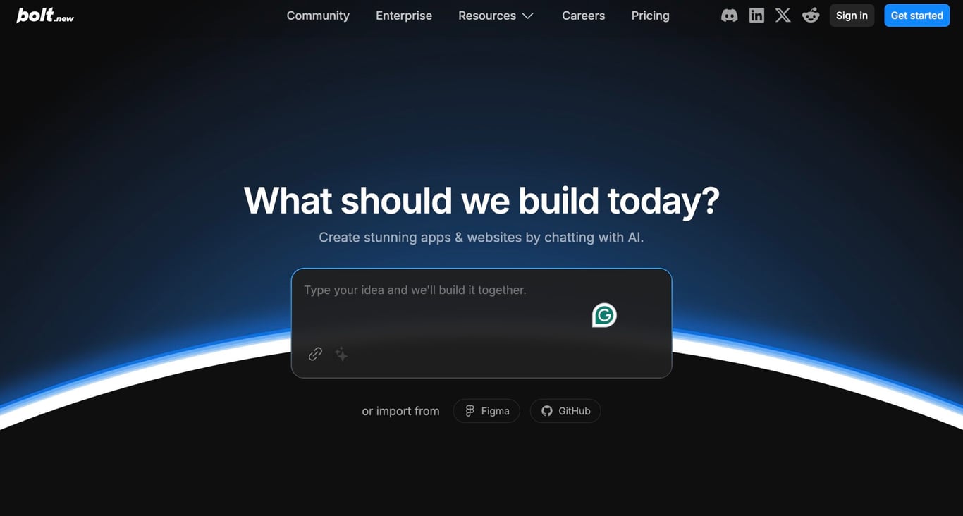 Bolt homepage