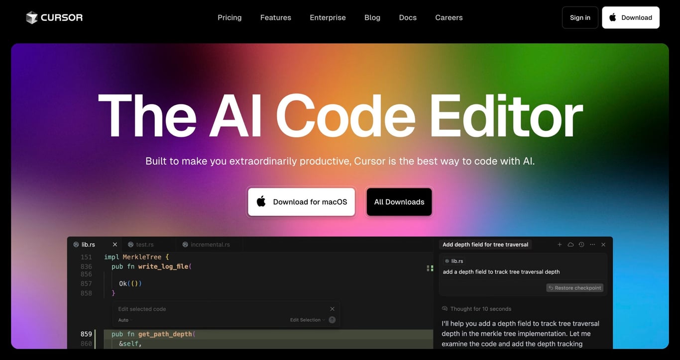 Cursor homepage