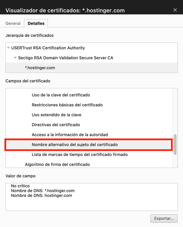 Visualizador de certificados de Google Chrome