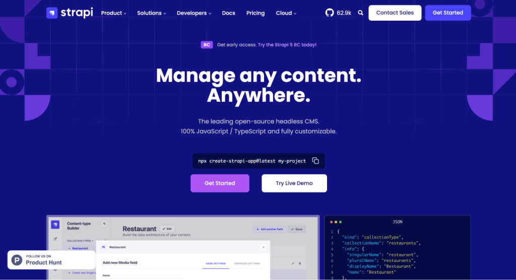 homepage strapi