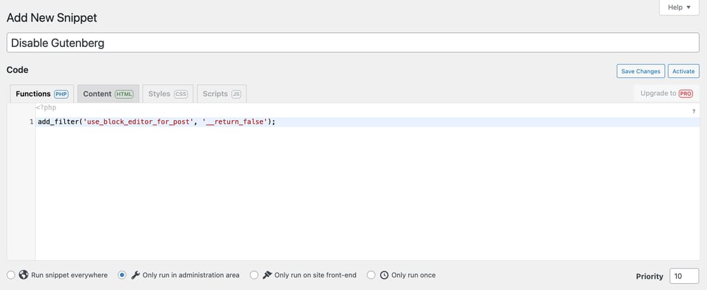 Code Snippetsプラグインを使ってWordPressに新しい関数を追加