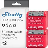 Shelly 1PM Mini Gen4 | Wi-Fi, Zigbee, Matter Smart Relay Switch with Power Metering, 1-Channel 8A | Home Automation | Alexa,