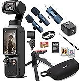 DJI Osmo Pocket 4 Value Bundle, 4K/240fps Vlog Camera, 3-Axis Stabilization, Active Track 7.0, 2 Mics +Grip Tripod + 128GB Me