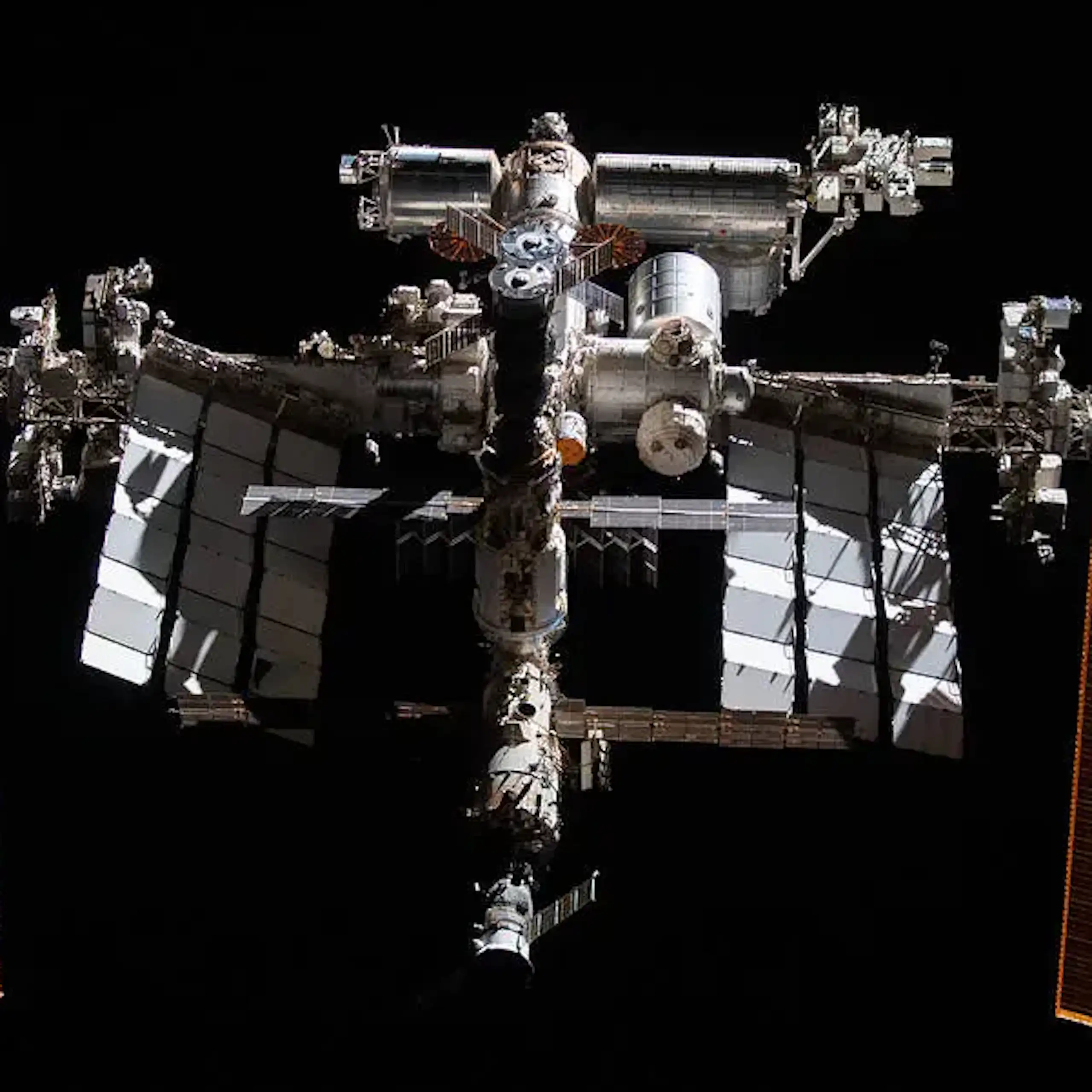 The International Space Station is pictured from the SpaceX Crew Dragon Endeavour.