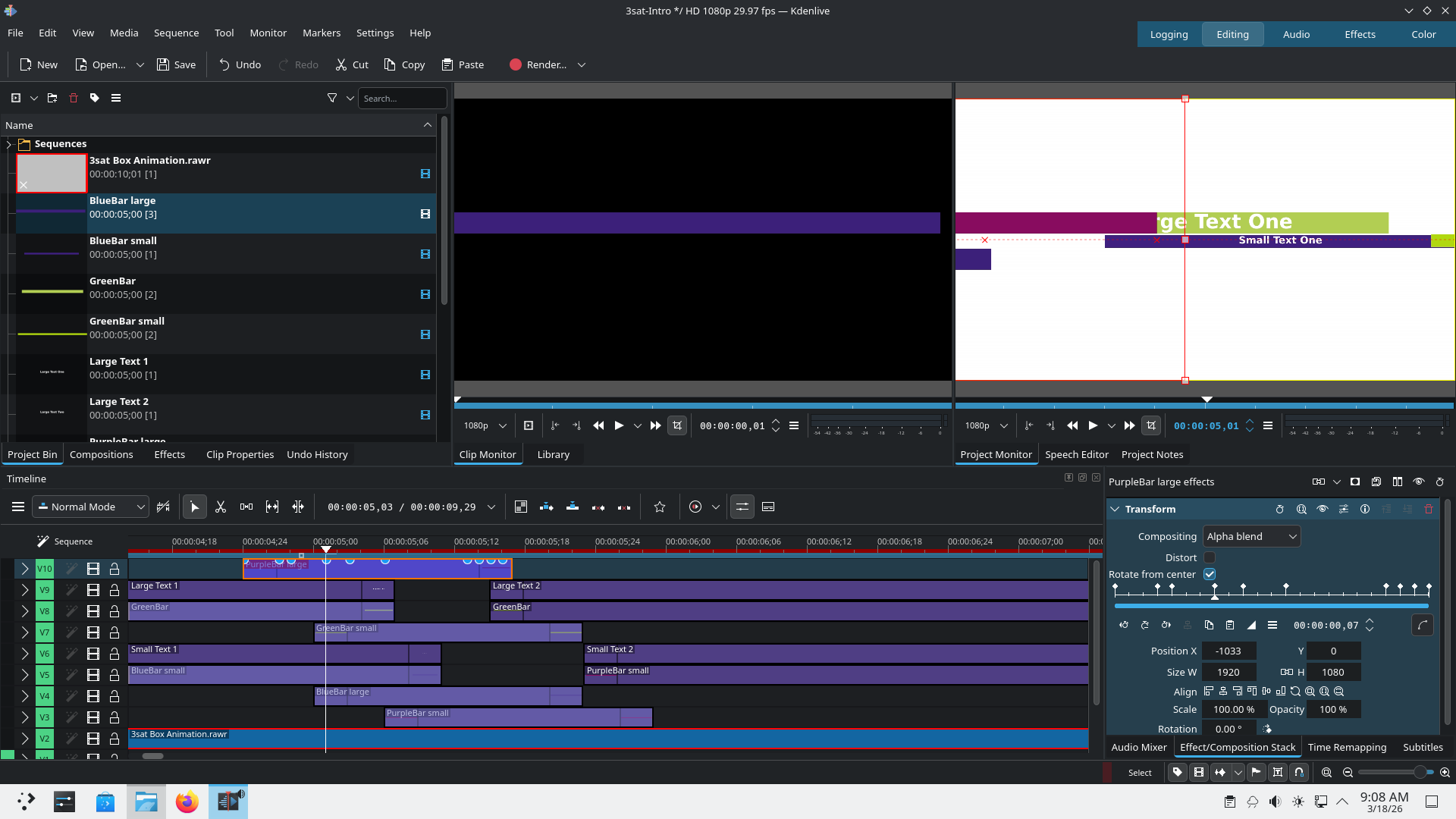 Screenshot of Kdenlive in Plasma