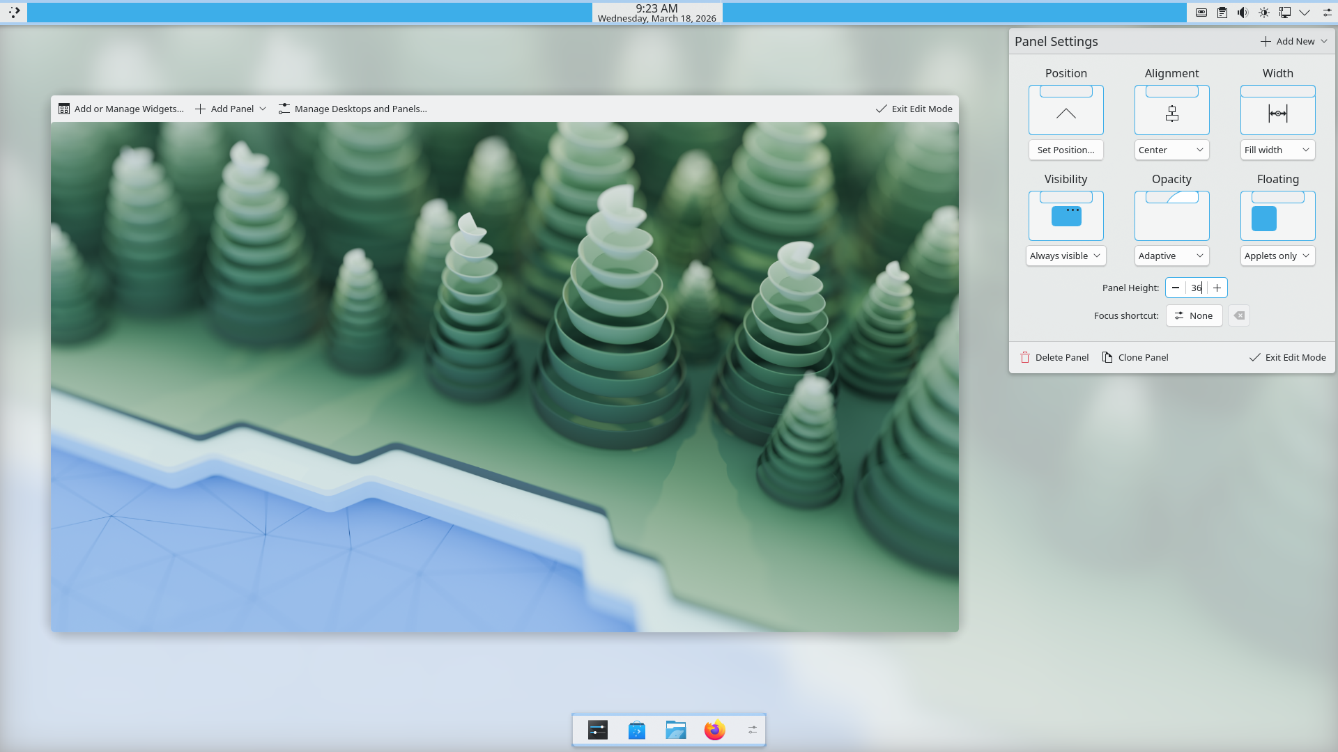 Screenshot of Plasma panel