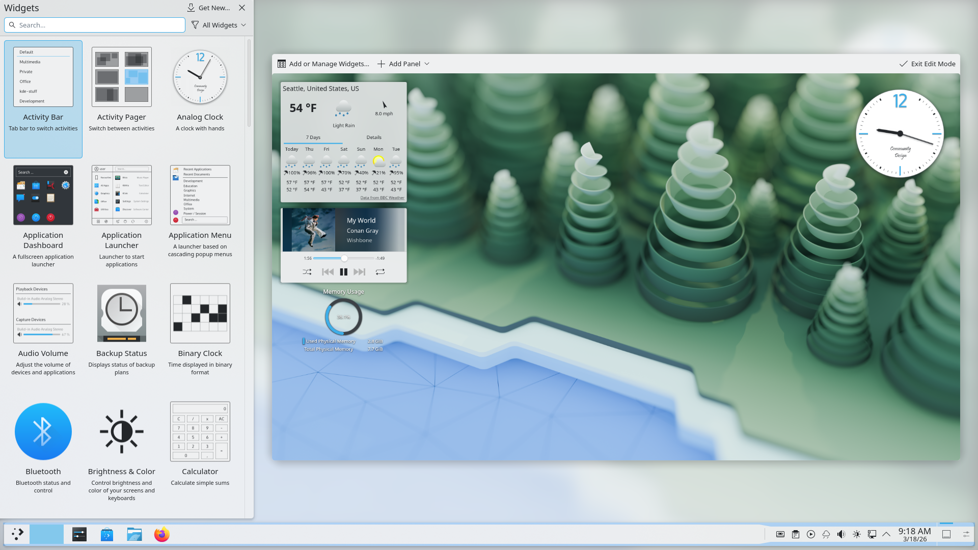 Screenshot of Plasma widgets