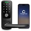 ULTRALOQ Latch 5 Smart Lock, World's First WiFi Smart Lever Lock, Auto-Lock, Touchscreen Digital Keypad, Fingerprint Door Handle for Home Front Door, Rental, Office, App Remote Control, Black