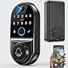 Darawf Smart Locks for Front Door: Electronic Keypad Deadbolt with Camera 1080p HD Night Vision & Built-in WiFi & Remote App Control Keyless Entry Digital Fingerprint Door Lock