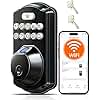 Veise VE012W Built-in WiFi Fingerprint Smart Lock, App Remote Control, Compatible with Alexa & Google Assistant, Keyless Entry for Front Door, Digital Keypad Deadbolt, Auto Lock, Matte Black